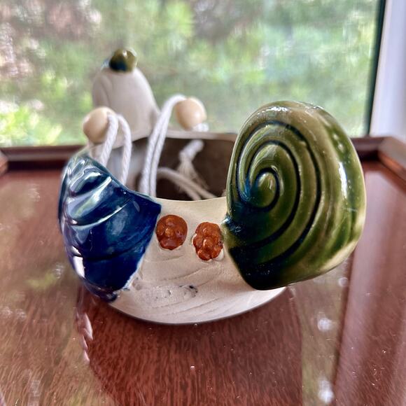 Vintage Stoneware Bird Planter Hanging Ceramic Chicken Quail - Picture 4 of 16